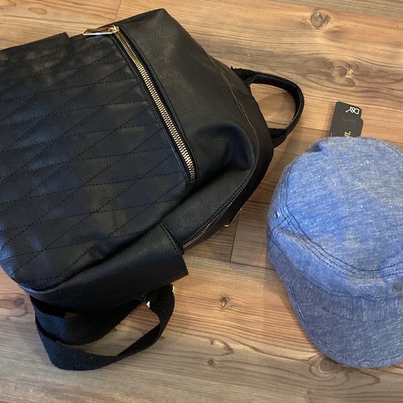 Designer Look Black Faux Leather Quilted Backpack Purse - Picture 3 of 13